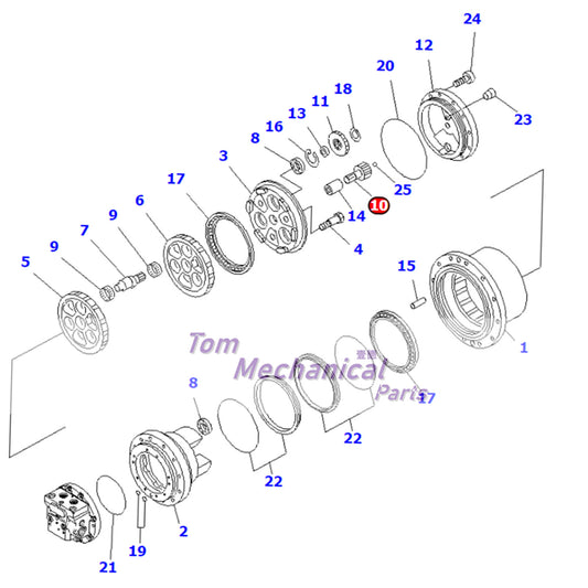 TZ270B1006-00 Travel Final Drive Gear Shaft For Komatsu PC100-6 120-6 130-6
