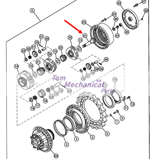 2051884 Travel Final Drive Gear Shaft For John Deere 350D 350G 380G