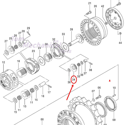 3103051 Gear Travel Motor Gearbox For John Deere 240DLC 250GLC Excavator