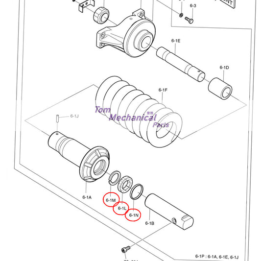 K9006412 Track Spring Adjuster Seal Kit For Doosan DX300LC DX300LCA