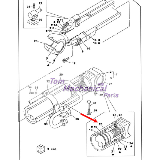 LJ014150 Piston Boom Cylinder For Case CX210B CX210C CX210D CX235B Excavator