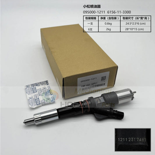09500-1211 6154-11-3200 Engine Fuel Injector For Komatsu PC400-7 6D125E