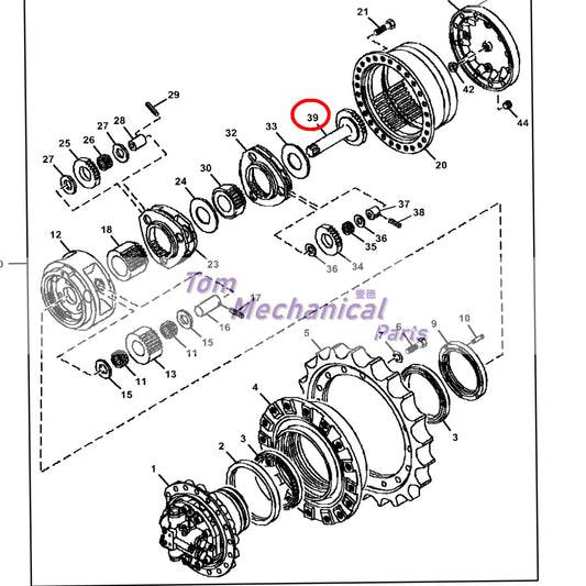 2050692 Travel Final Drive Gear Shaft For John Deere 180G 200D 210G 225D