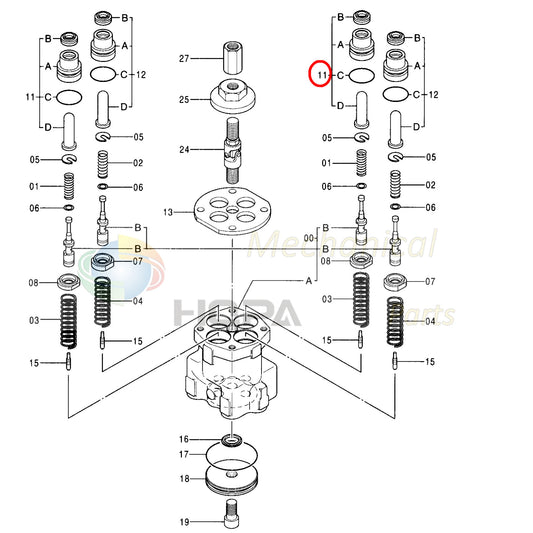 4PCS 9101513 9108066 Pilot Valve Pusher Plug For Hitachi John Deere Excavator