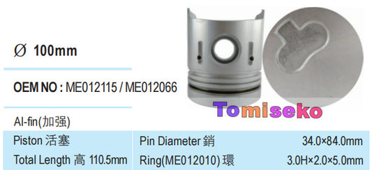 4D30 Overhaul Rebuild Kit For Mitsubishi 4D30 Engine Piston Liner ME012115