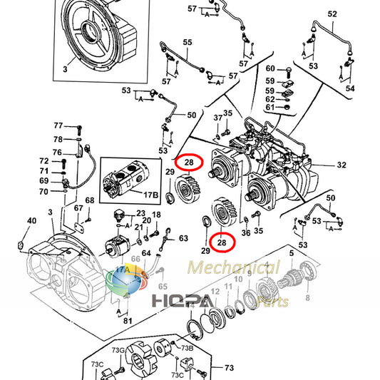 3035853 T200649 TH111139 Helical Gear For John Deere Hitachi HPV145 Hyd Pump