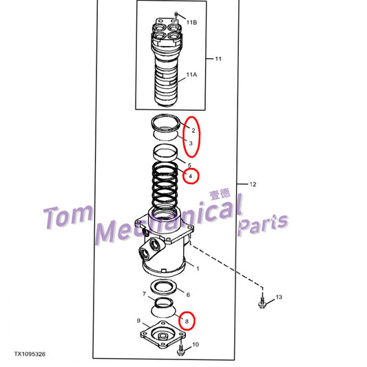 9107265 Center Joint Seal Kit For John Deere 200C 200D 210G 225C 225D 230C 240D