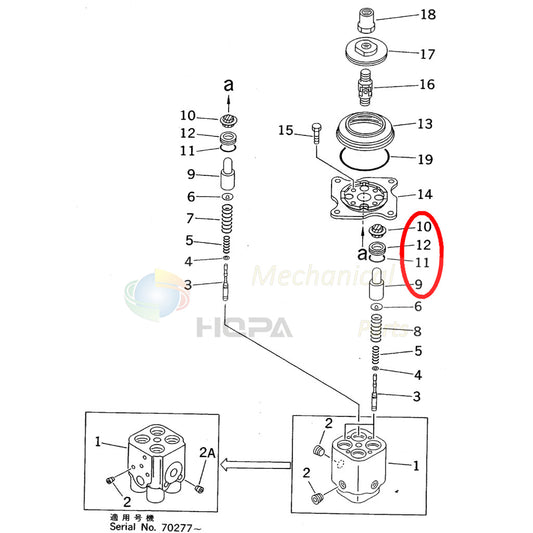 4PCS 702-16-53170 702-16-53290 Pilot Valve Pusher Plug For Komatsu PC200-6 -5