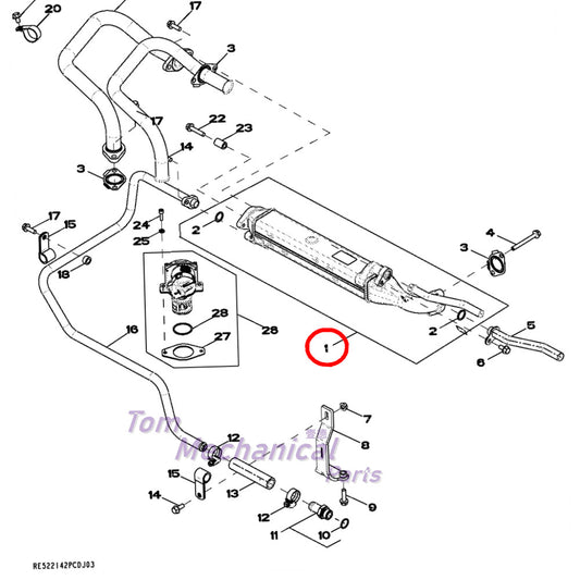 RE522589 (EGR) Exhaust Gas Recirculation Heat Exchanger For John Deere Engine