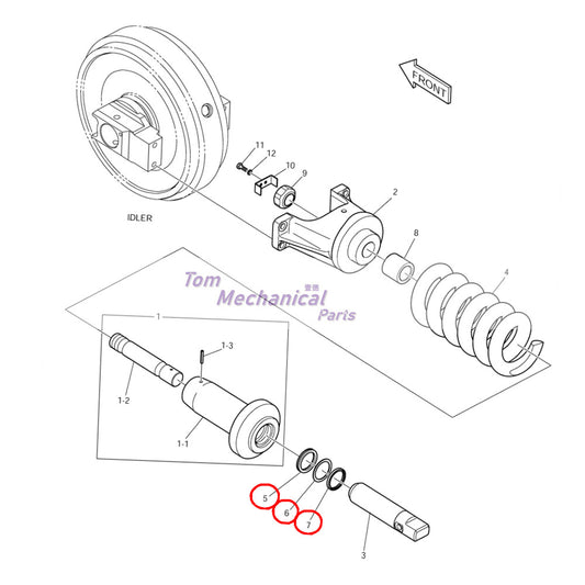 K9005356 401107-00934 Track Spring Adjuster Seal Kit For Doosan DX140LC