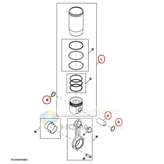 Fit For John Deere 6068HD Engine RE536083 RE527843 Piston Liner Kit